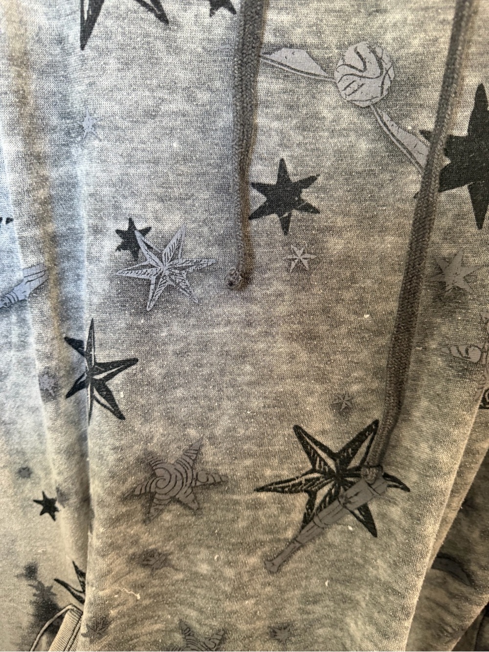 Harry Potter Celestial Star Print Hoodie Gray Acid Wash Pullover Womens 3 - Picture 8 of 10